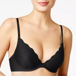 LN b.tempt'd by Wacoal b.wow'd Push-Up Convertible Bra Sz 36B Black Scallop Trim